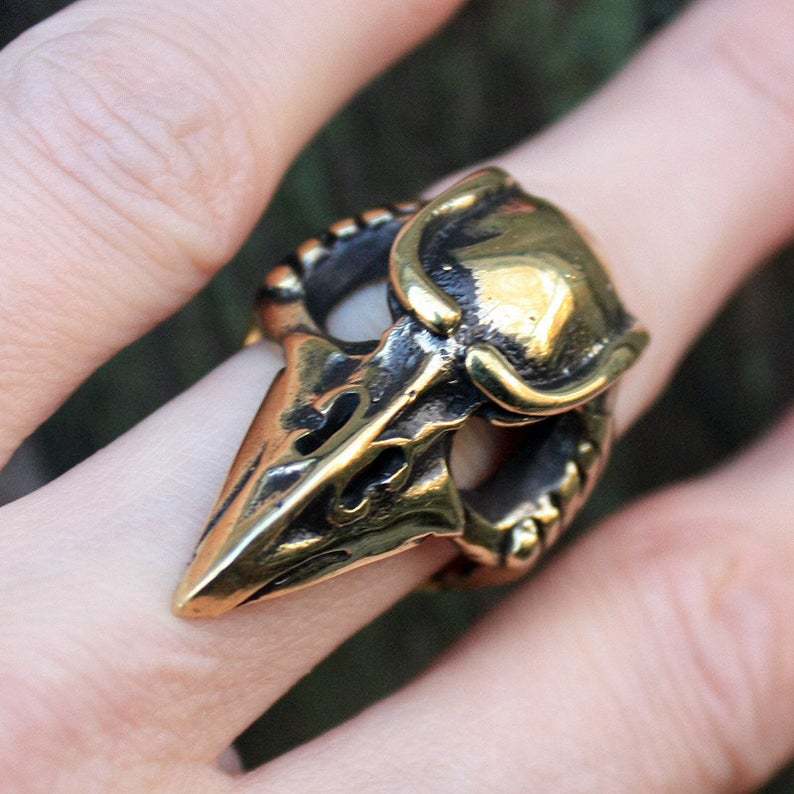 Wholesale Ancient Bronze 3D Crow Skull Ring  Gift Fashion Accessory