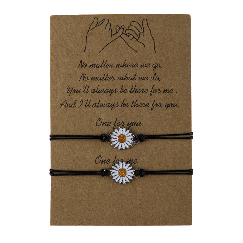 Wholesale Alloy Dripping Oil Flower Bracelet Adjustable Woven Sunflower Design Women S Everyday Wear