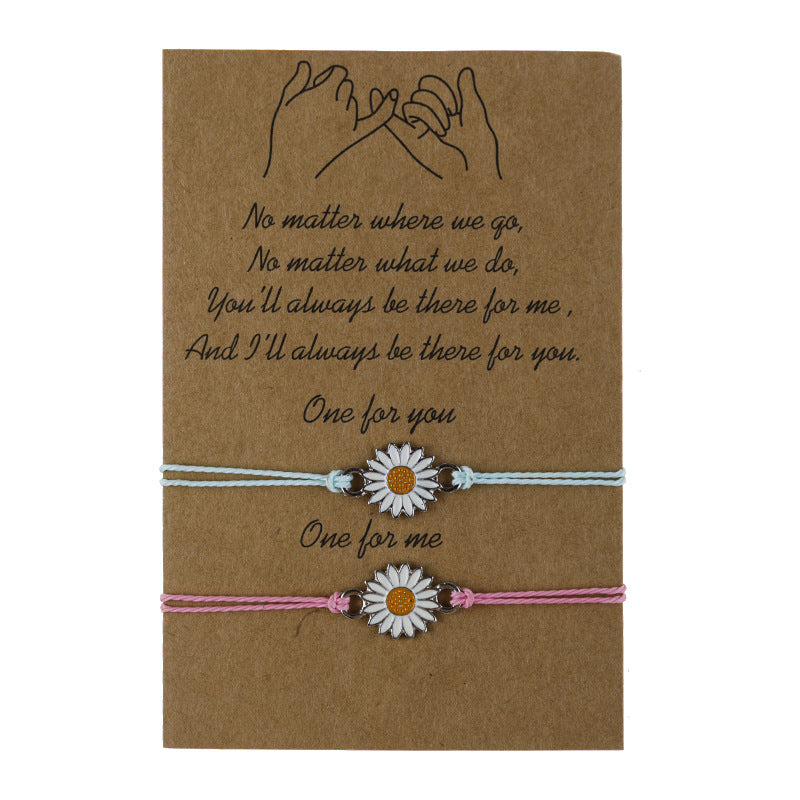 Wholesale Alloy Dripping Oil Flower Bracelet Adjustable Woven Sunflower Design Women S Everyday Wear