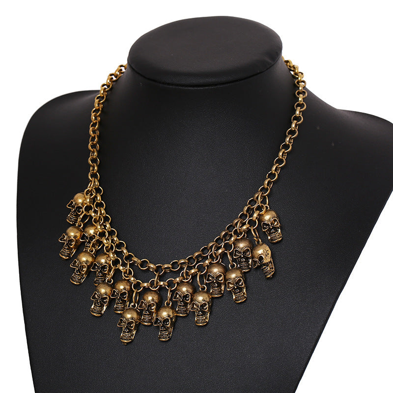 Wholesale Alloy Skull Pendant Multi-Layer Necklace Trendy Jewelry Accessory Boutique Gift