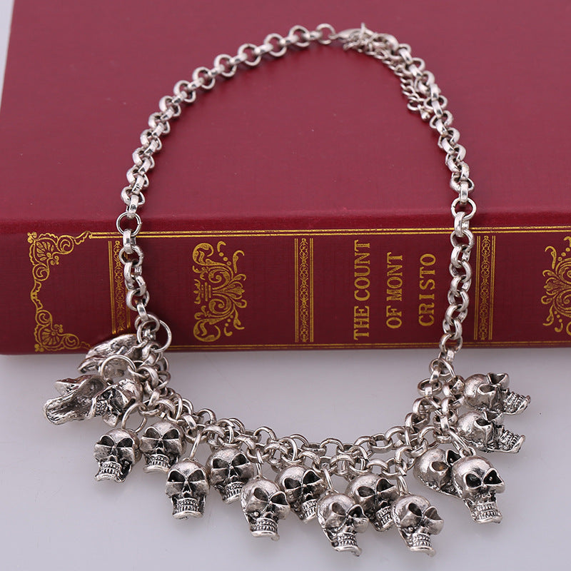 Wholesale Alloy Skull Pendant Multi-Layer Necklace Trendy Jewelry Accessory Boutique Gift