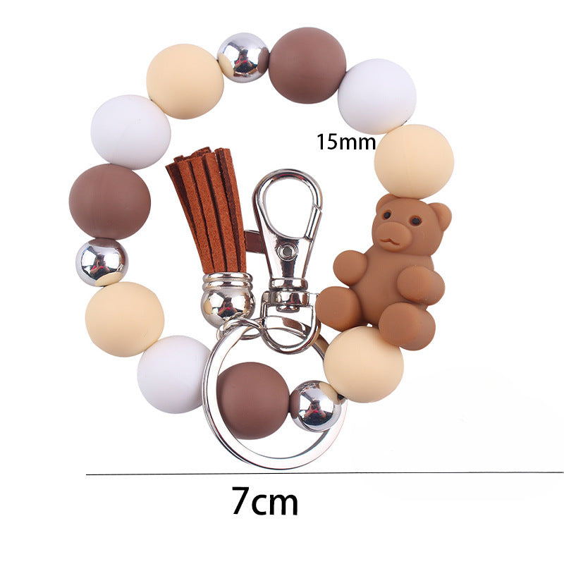 Wholesale Cartoon Bear Silicone Beaded Wristlet Keychain ACC-KC-GuangTian083