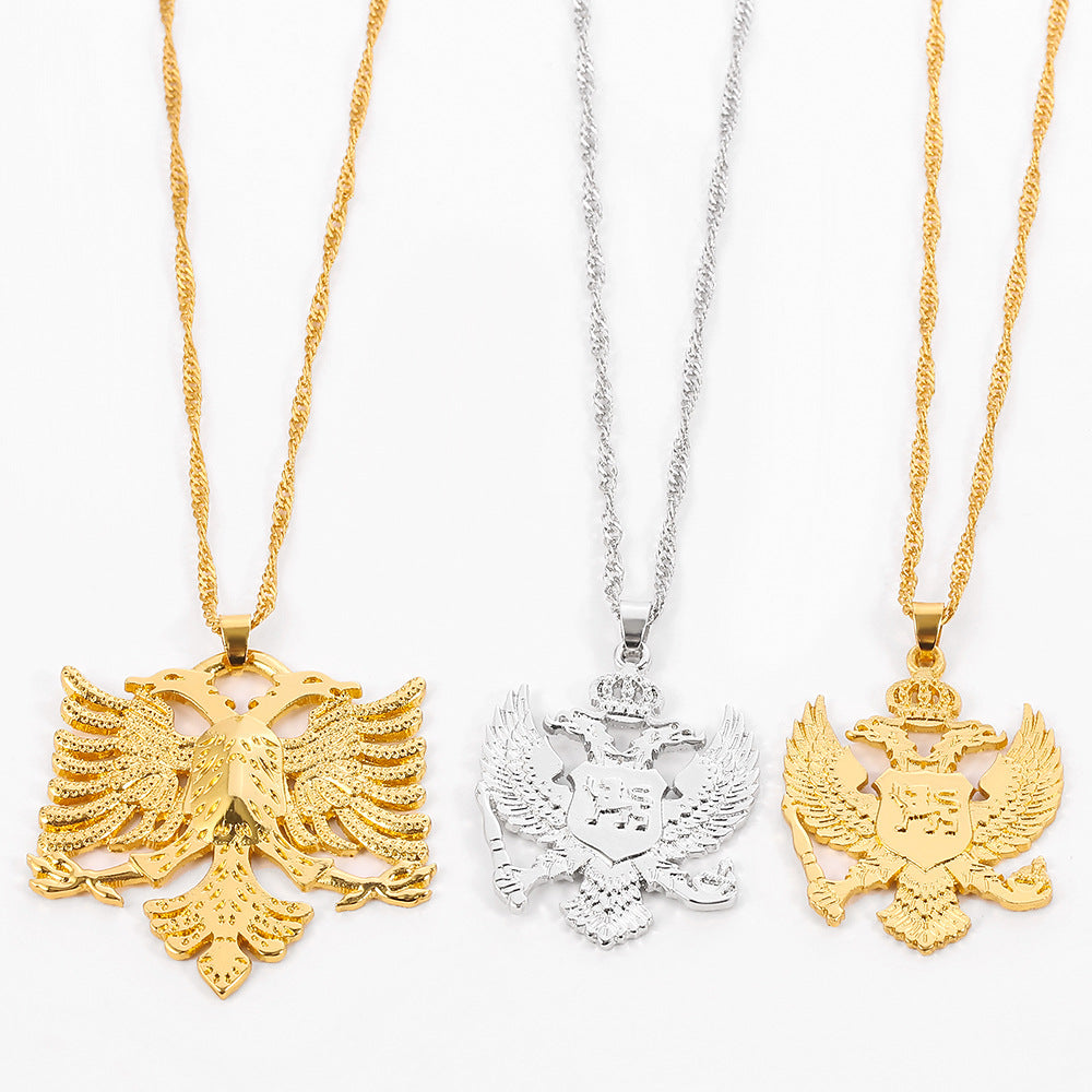 Wholesale  Eagle Necklace Alloy Electroplated Hollow Eagle Pendant Necklace