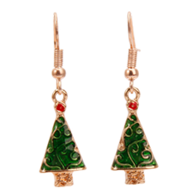 Wholesale Christmas Alloy Oil Drop Christmas Tree Snowflake Earrings ACC-ES-Bingl005