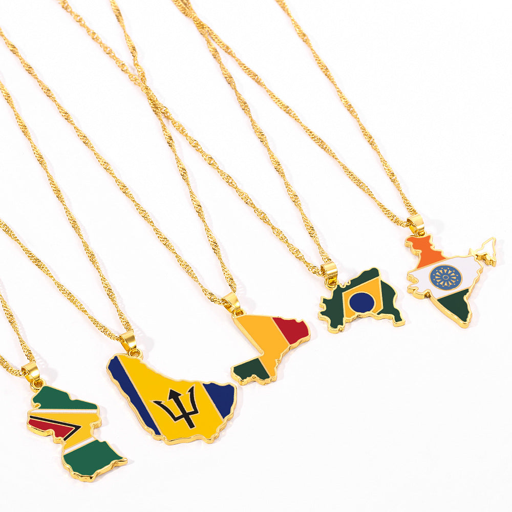 Wholesale  creative alloy jewelry world map necklace