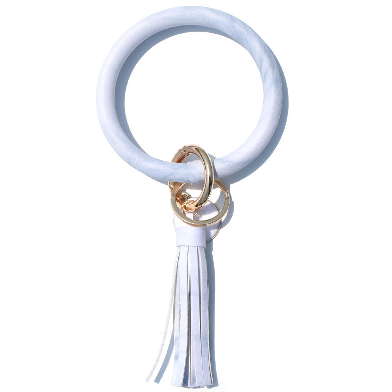 Wholesale Western Style Leopard Print Cow Print Cactus Leather Wristlet Keychain ACC-KC-QiuXue003