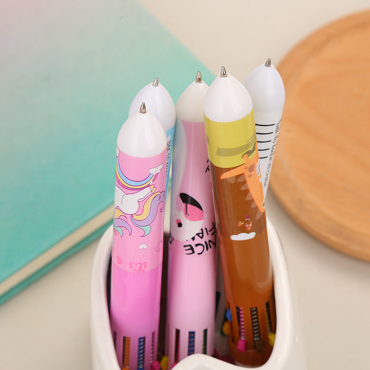 Wholesale  ten color ballpoint pen  push ballpoint pen