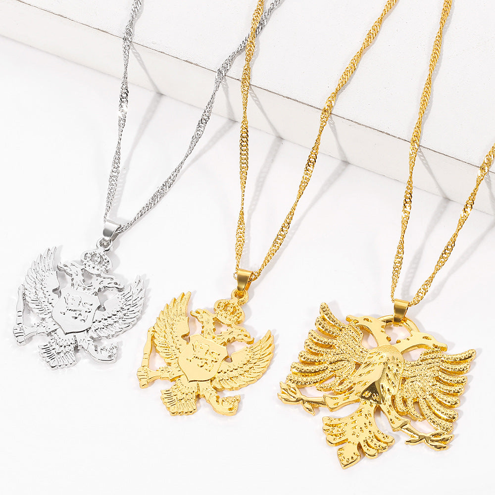 Wholesale  Eagle Necklace Alloy Electroplated Hollow Eagle Pendant Necklace