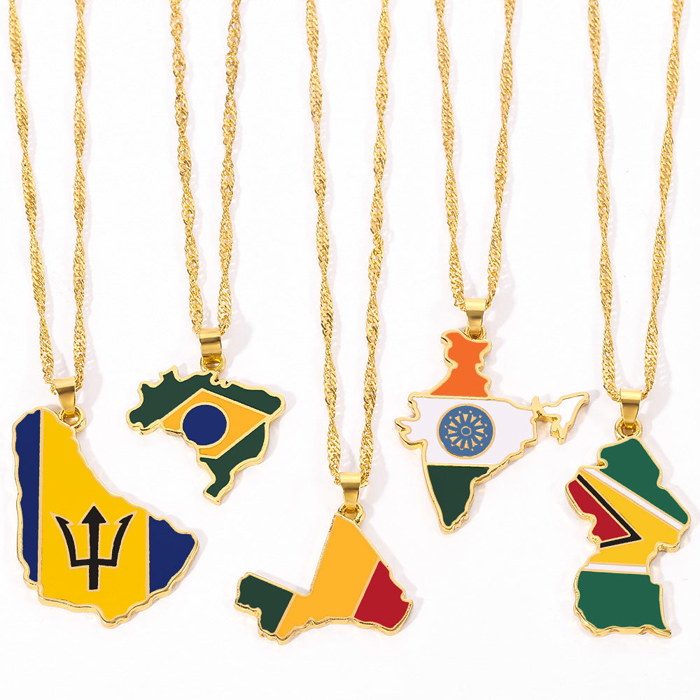 Wholesale  creative alloy jewelry world map necklace