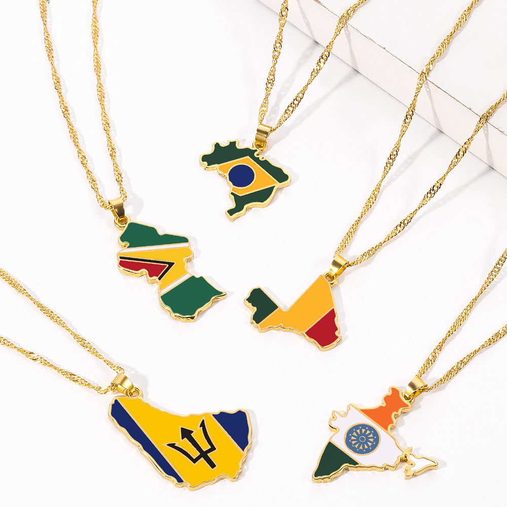 Wholesale  creative alloy jewelry world map necklace