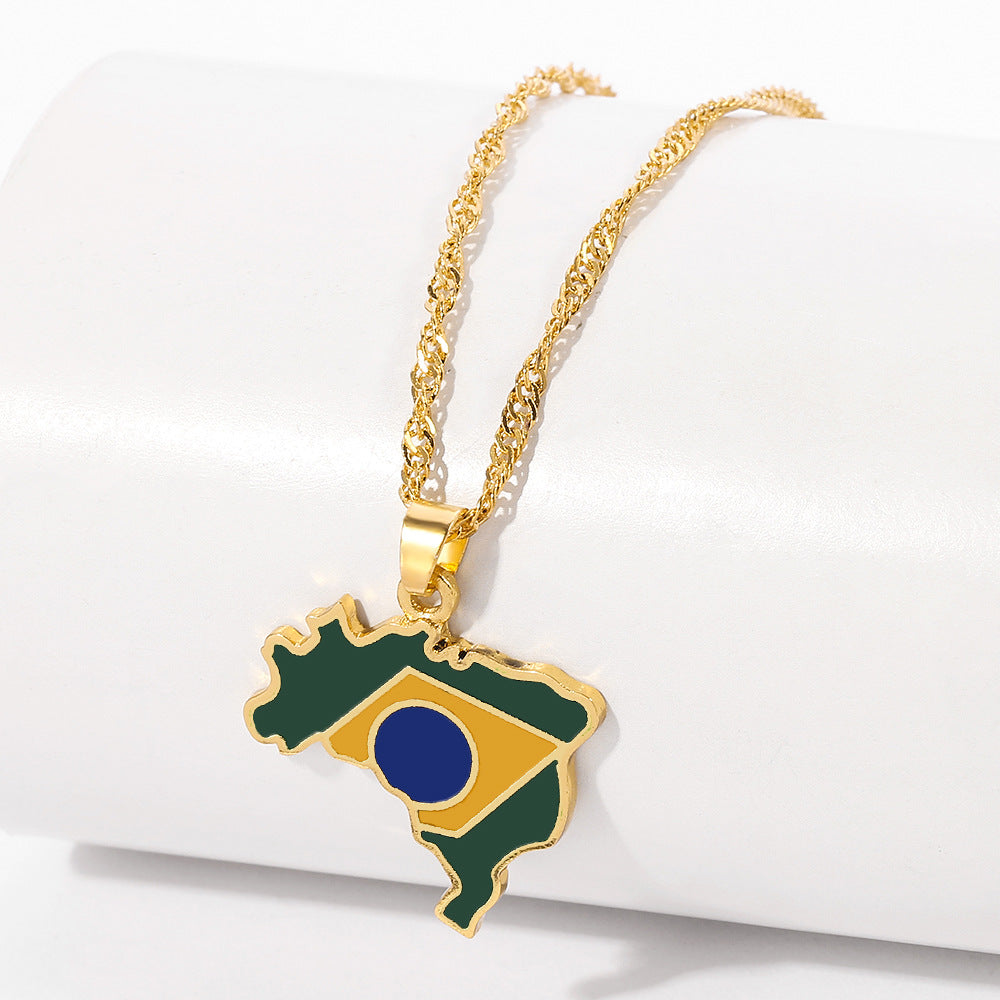 Wholesale  creative alloy jewelry world map necklace