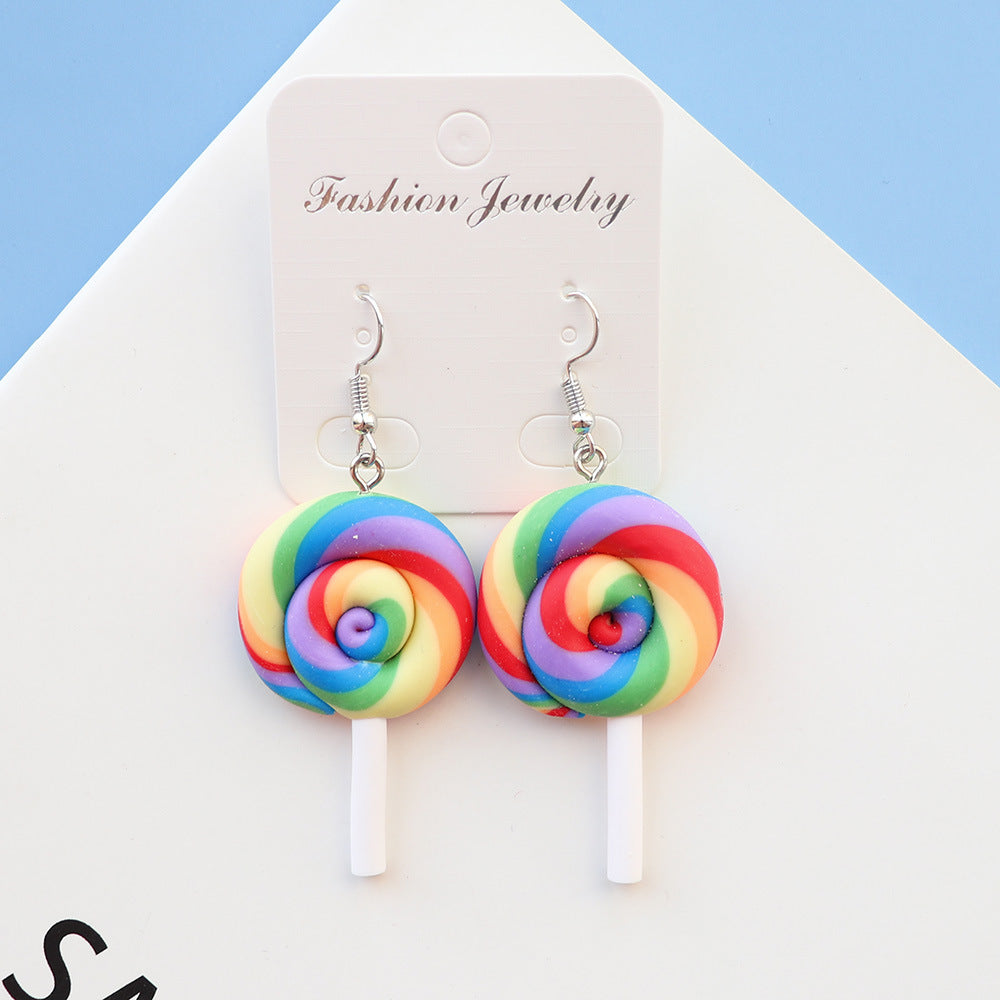 Wholesale  personality cute  soft pottery lollipop earrings