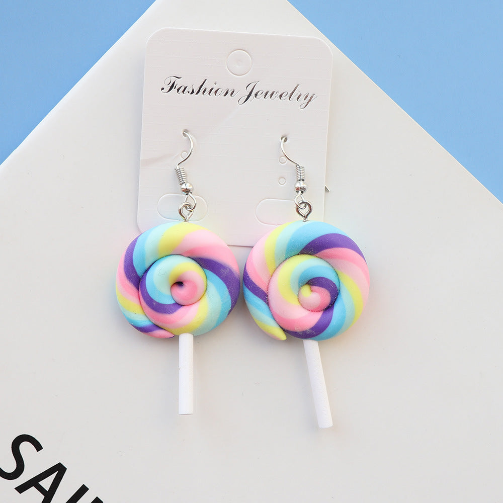 Wholesale  personality cute  soft pottery lollipop earrings
