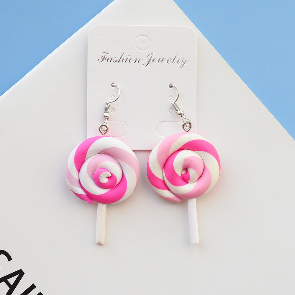 Wholesale  personality cute  soft pottery lollipop earrings