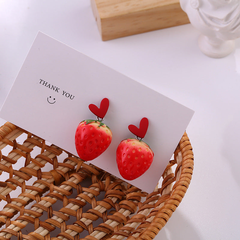 Wholesale S925 silver needle  cute fresh lovely strawberry stud earrings