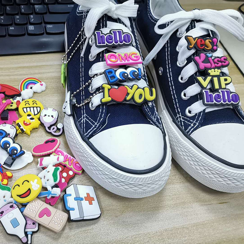 Wholesale Random 100pcs Cute Cartoon PVC Soft Rubber Shoe Buckle Decoration ACC-SC-YiBang003