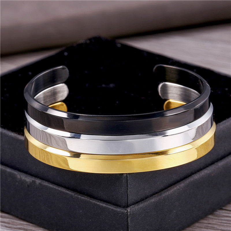 Wholesale  Titanium Steel Plated C-shaped Opening Bracelet