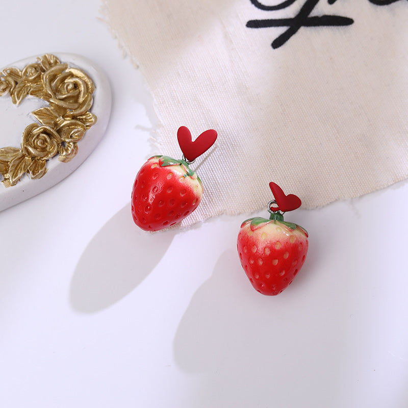 Wholesale S925 silver needle  cute fresh lovely strawberry stud earrings