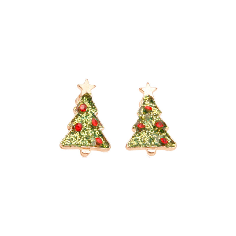 Wholesale Christmas Alloy Oil Drop Christmas Tree Snowflake Earrings ACC-ES-Bingl005
