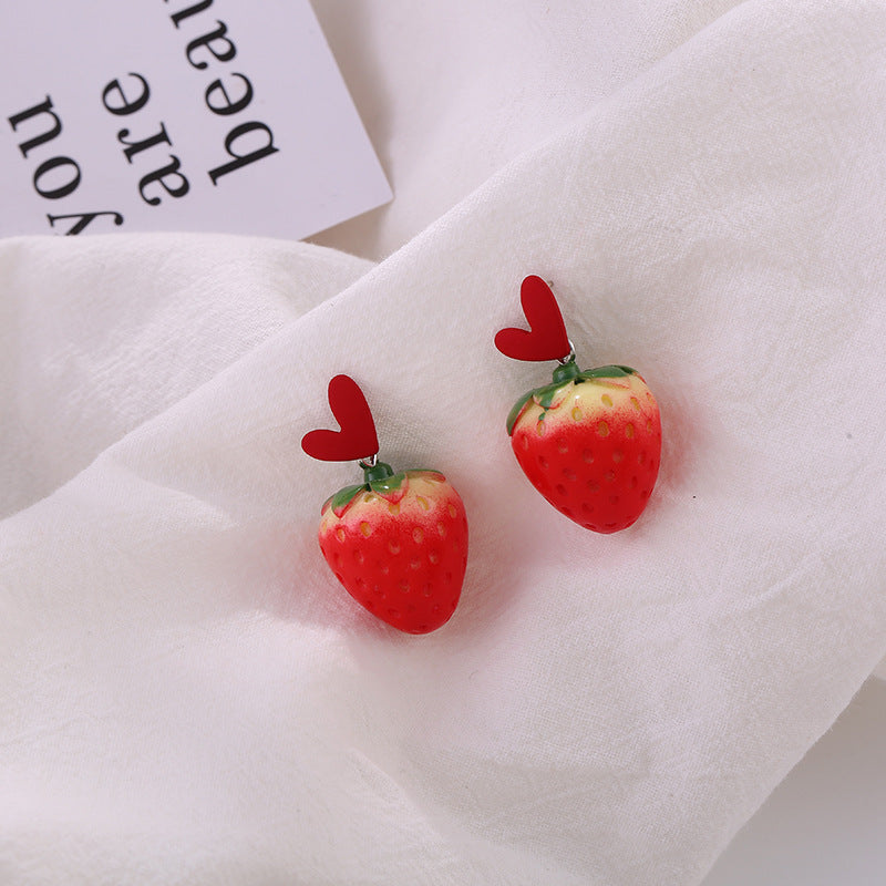 Wholesale S925 silver needle  cute fresh lovely strawberry stud earrings