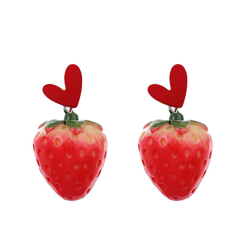 Wholesale S925 silver needle  cute fresh lovely strawberry stud earrings
