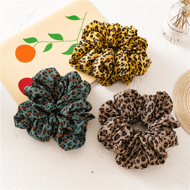 Wholesale 12pcs Oversized Fabric Leopard Print Hair Scrunchies ACC-HS-SanTai019