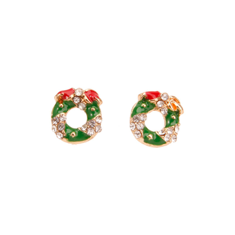 Wholesale Christmas Alloy Oil Drop Christmas Tree Snowflake Earrings ACC-ES-Bingl005