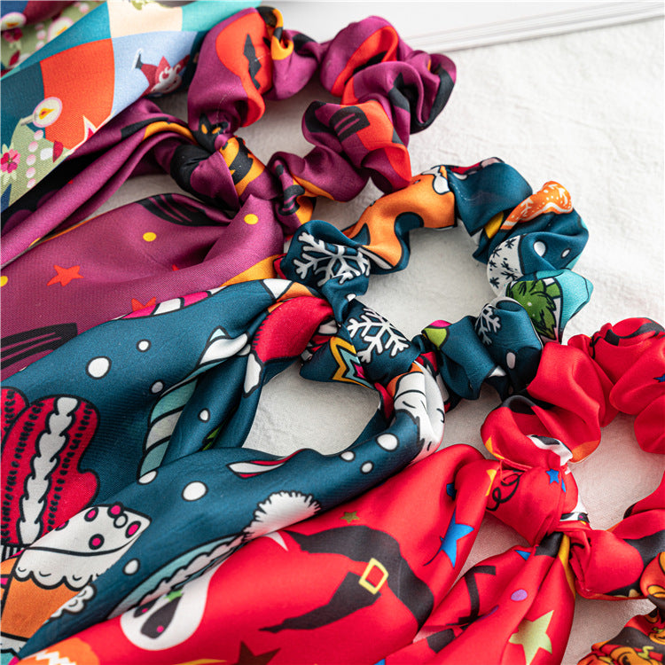 Wholesale 12pcs Christmas Hair Band Halloween Ponytail Ribbon Large Intestine Hair Bands ACC-HS-SanTai011