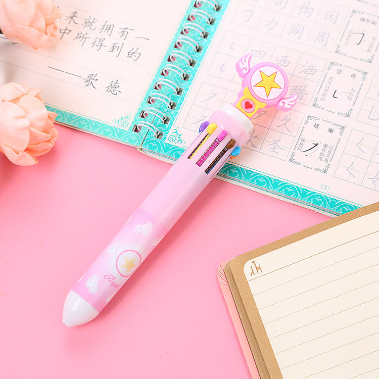 Wholesale  ten color ballpoint pen  push ballpoint pen