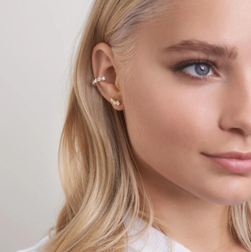 Wholesale Metal Stud Earrings Multi-layered Diamond C-shaped Earrings ACC-ES-Yiniao006