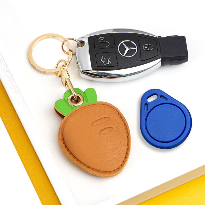 Wholesale Fruit Print Drop Shaped PU Leather Card Holder Keychain Cute Bag Charm Boutique Resale Gift