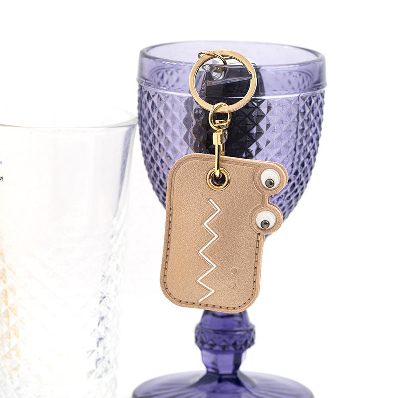 Wholesale Fruit Print Drop Shaped PU Leather Card Holder Keychain Cute Bag Charm Boutique Resale Gift
