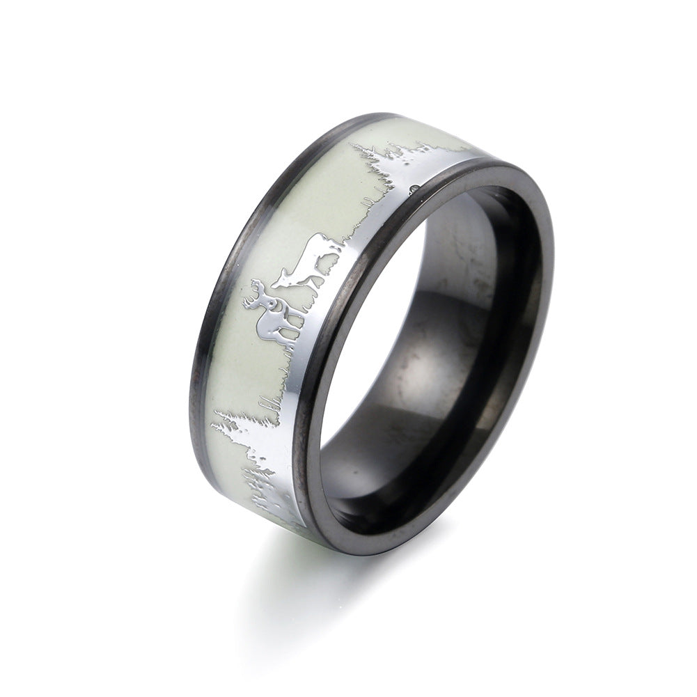 Wholesale Christmas gift elk titanium steel ring
