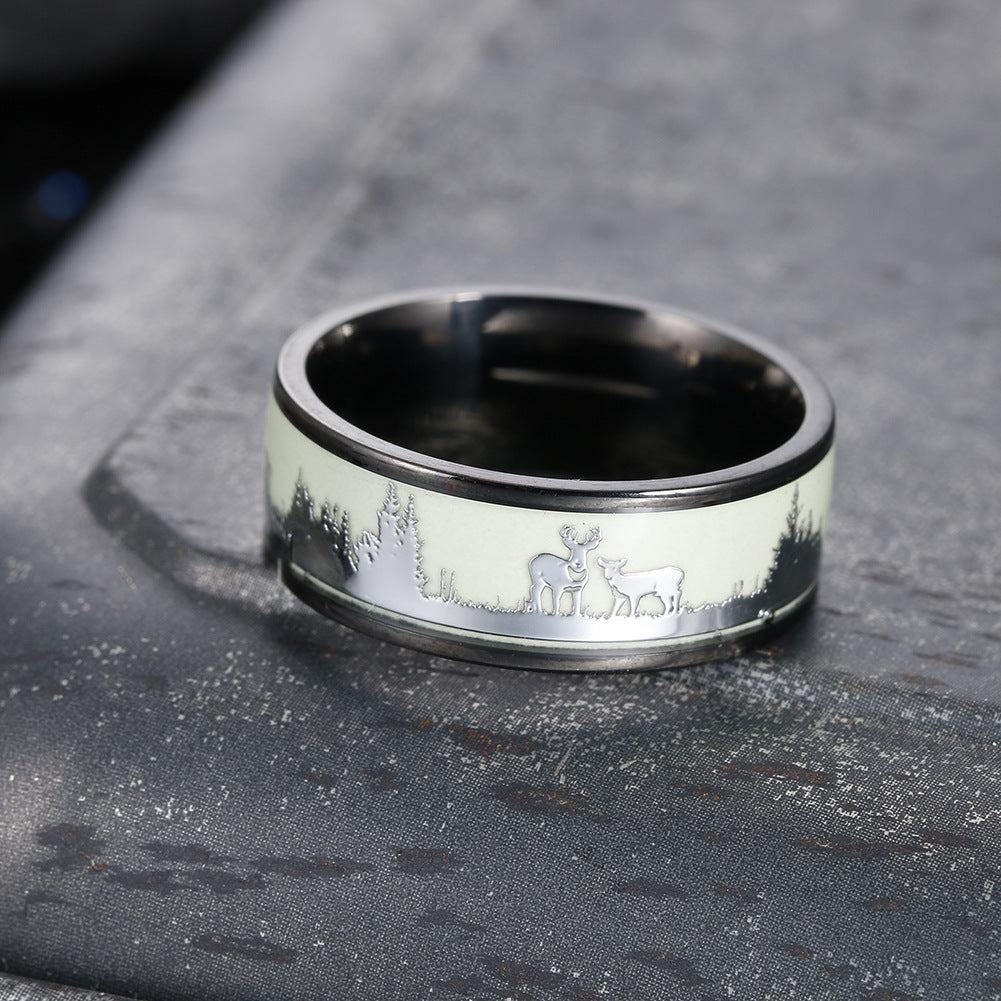 Wholesale Christmas gift elk titanium steel ring