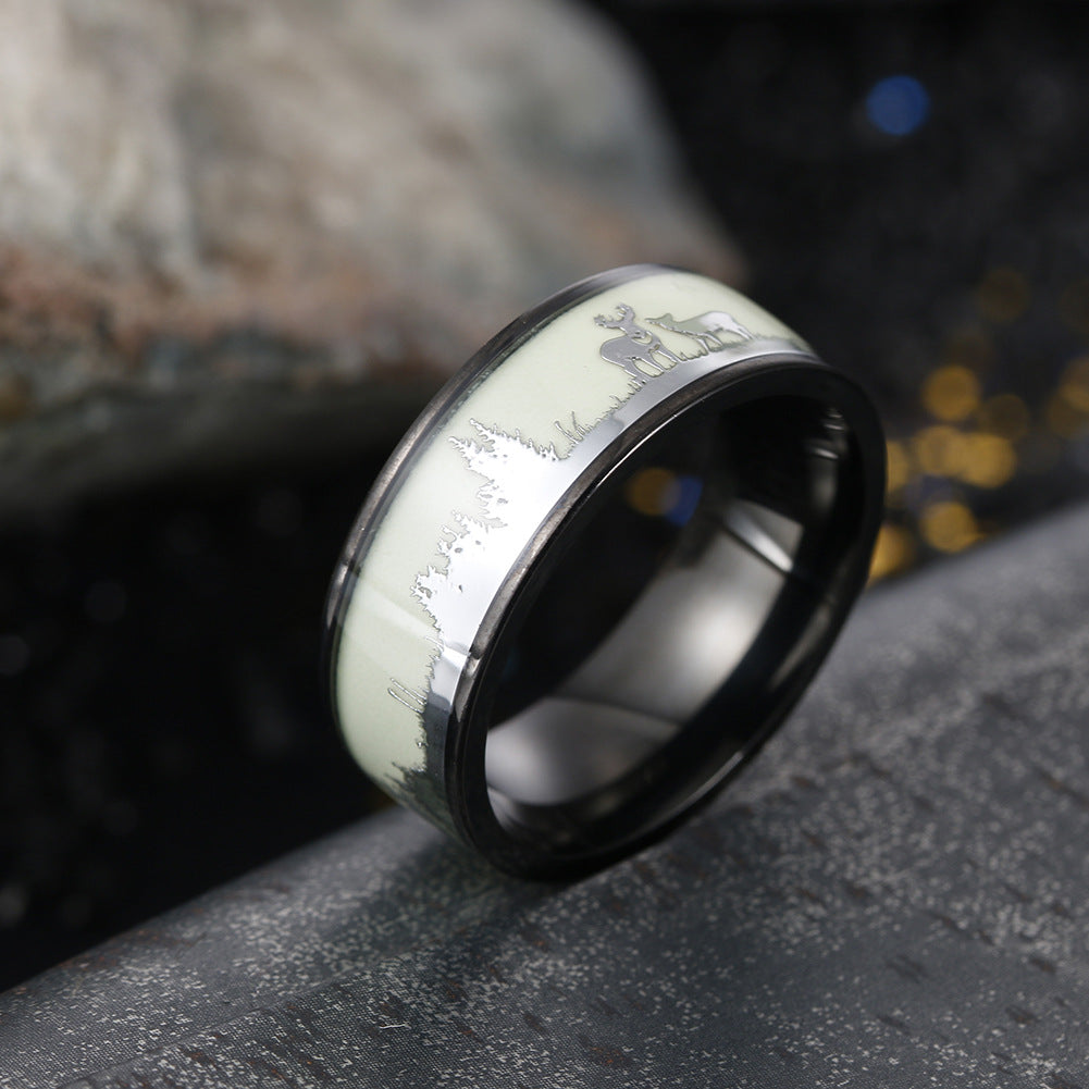 Wholesale Christmas gift elk titanium steel ring