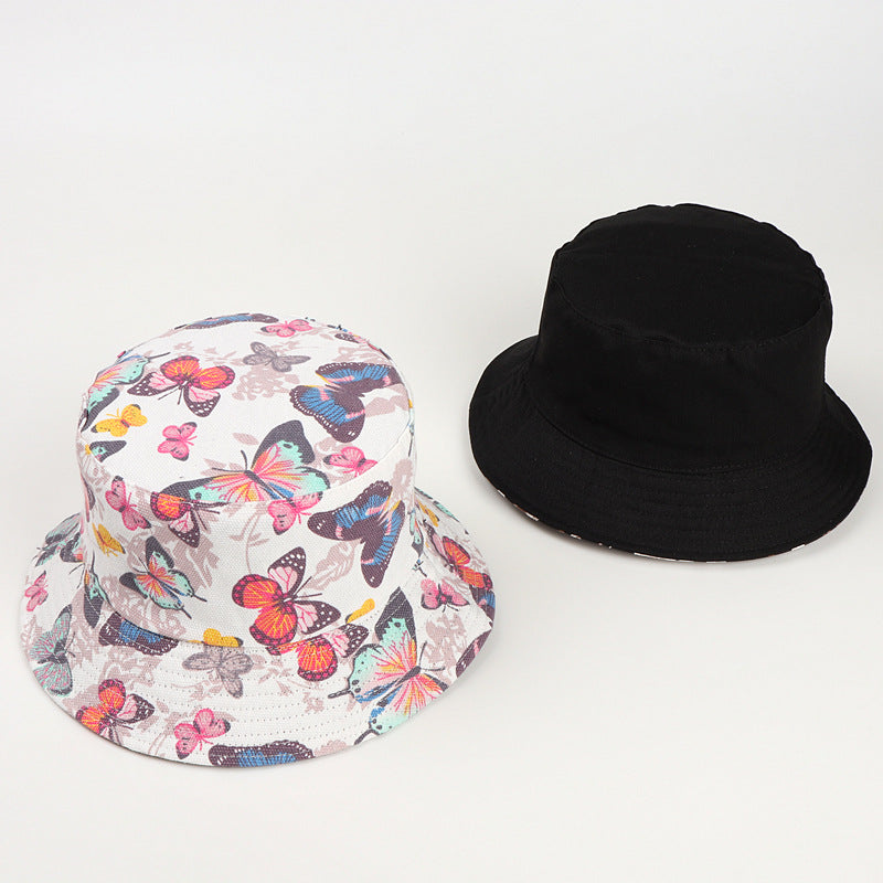 Wholesale Double Sided Bucket Hat Butterfly Print Cartoon Canvas Basin Hat ACC-HT-LueLan003