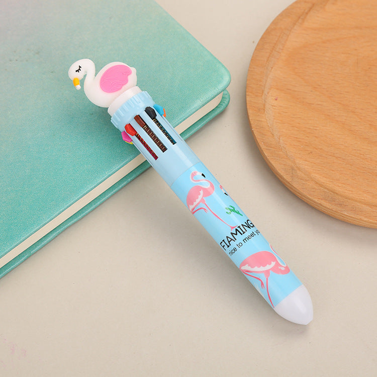 Wholesale  ten color ballpoint pen  push ballpoint pen