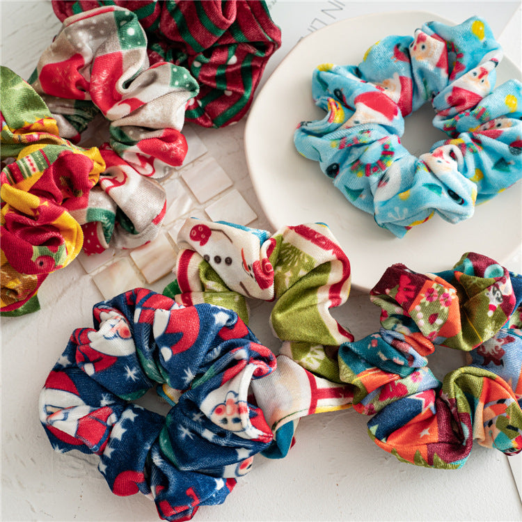 Wholesale 12pcs Christmas Flannel Hair Bands Hair Scrunchies ACC-HS-SanTai010