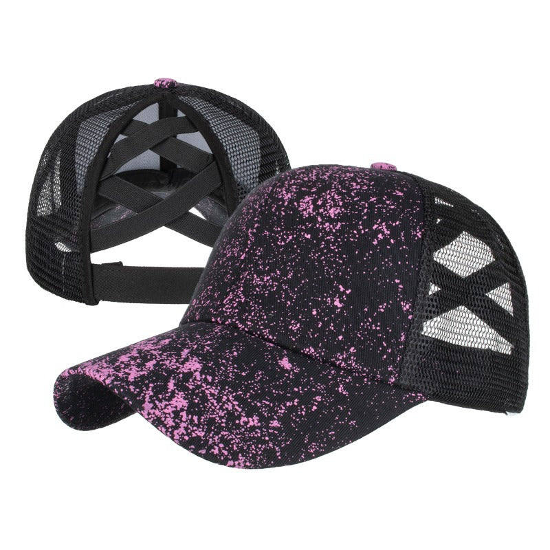 Wholesale Western Style Aztec Cow Print Leopard Mesh Cap Ponytail Cap Baseball Cap Hat ACC-HT-RongZhao005