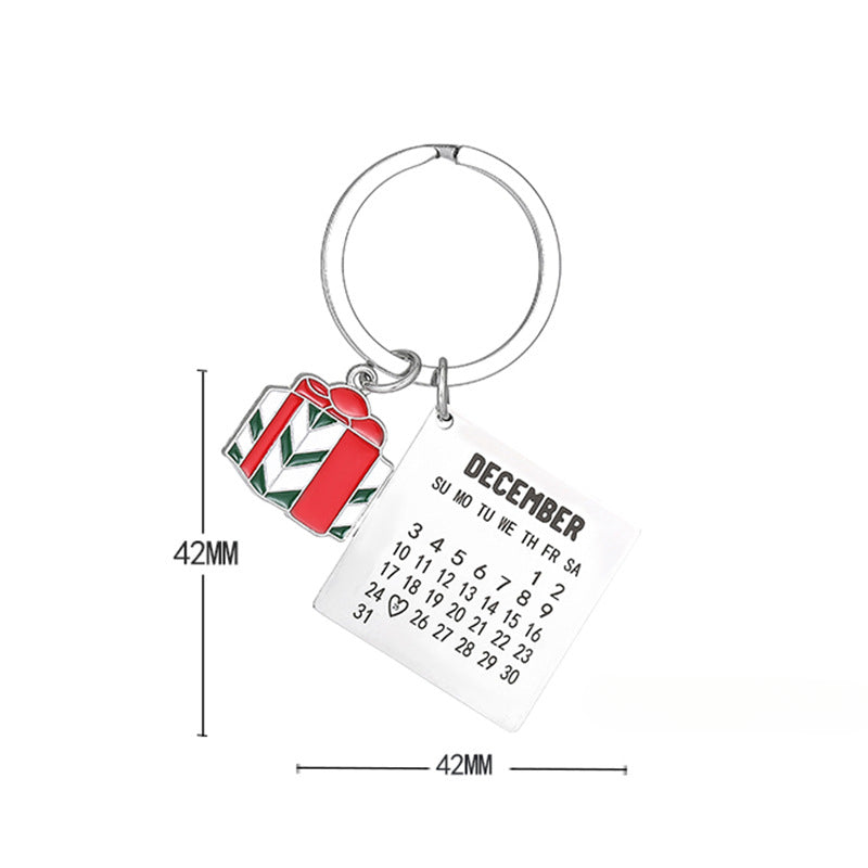 Wholesale Santa Claus Christmas Gift Box December Calendar Keychains ACC-KC-JinZhu011