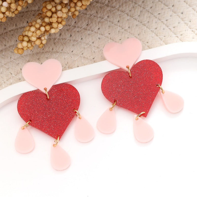 Wholesale Valentine's Day Love Heart Acrylic Sequin Earrings ACC-ES-YiTian025