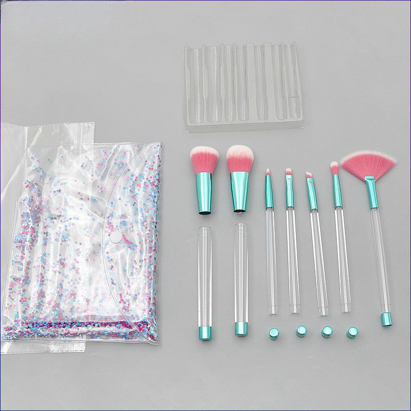 Wholesale 7 Pieces/set of Transparent Crystal Empty Tube Makeup Brush Set DIY Makeup Brushes ACC-MB-LXY003