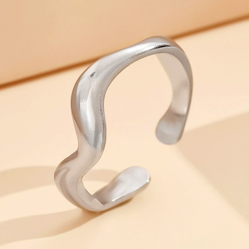 Wholesale Wave Ring Open Adjustable Stainless Steel Rings ACC-RS-MiYi002
