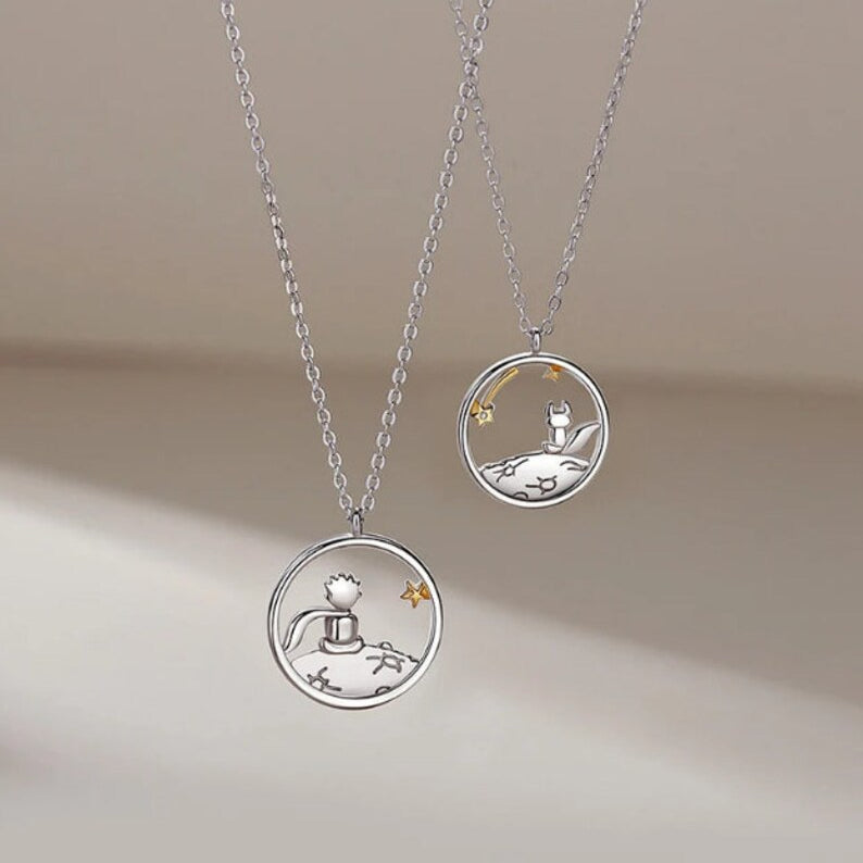 Wholesale Couple Necklace Cartoon Pendant Sterling Silver Sweater Chain Long Necklace ACC-NE-YunJin001