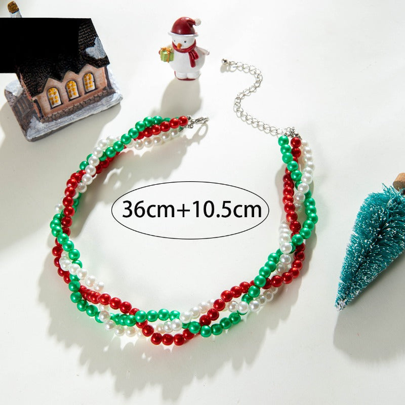 Wholesale Colorful Beaded Christmas Necklace Braided Twist Necklace ACC-NE-YongGe010