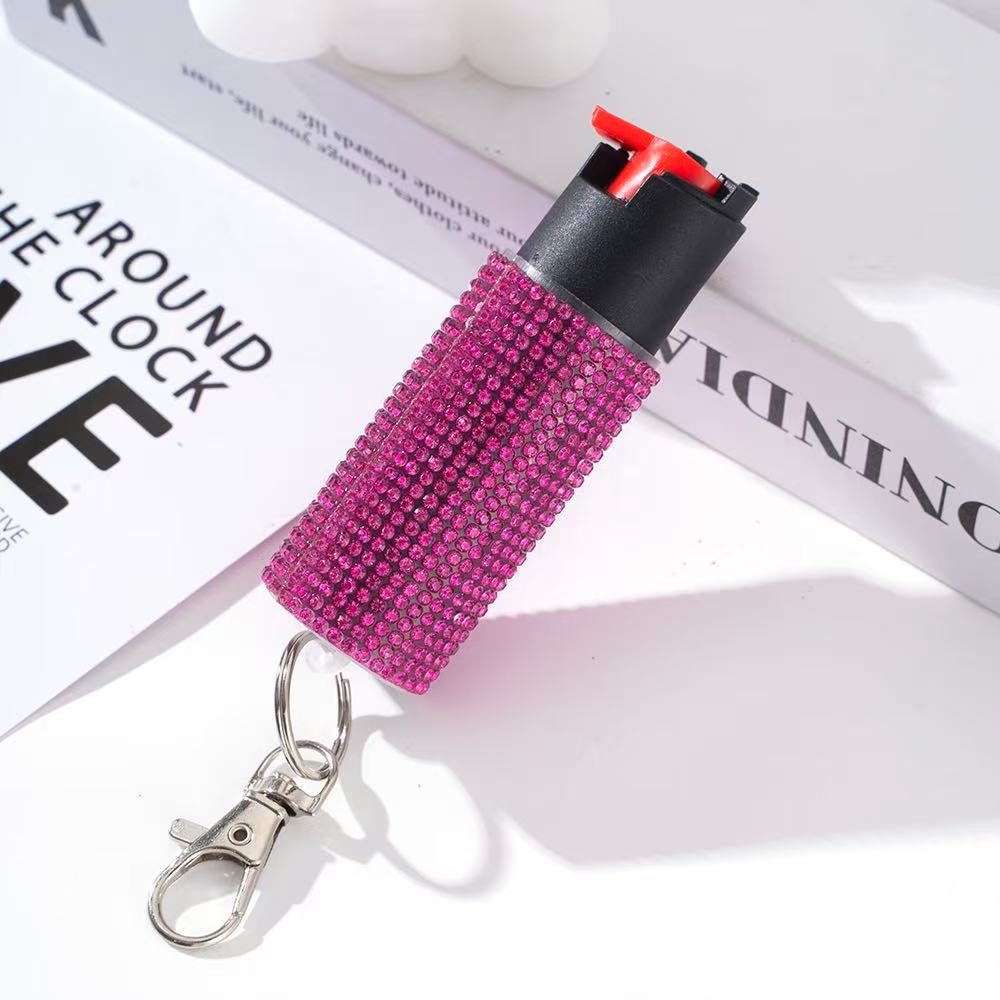 Wholesale Quick Release Spray Solid Color Rhinestone Keychain for Women