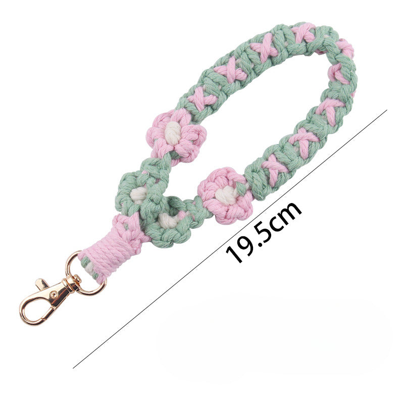 Wholesale Handmade Woven Daisy Cotton Rope Lanyard Keychain ACC-KC-GuangTian071
