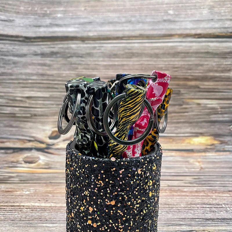 Wholesale Leopard Print Camouflage Aluminum Alloy Pen Shape Hard Keychains ACC-KC-ChiP002