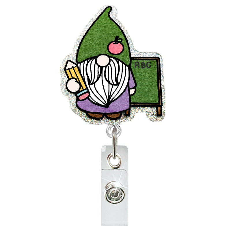 Wholesale Acrylic Teacher and Student Retractable Badge Keychain ACC-KC-QiDing024