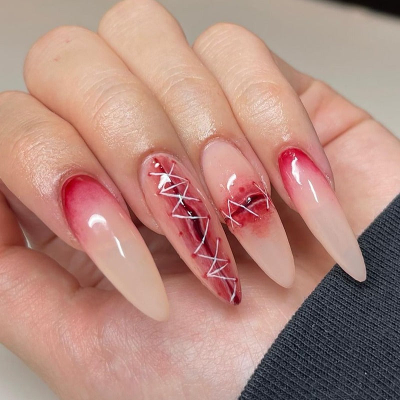 Wholesale 24 Pieces/box Halloween Gradient Press-on Nails Kits Nail Stickers ACC-NS-LeFan082